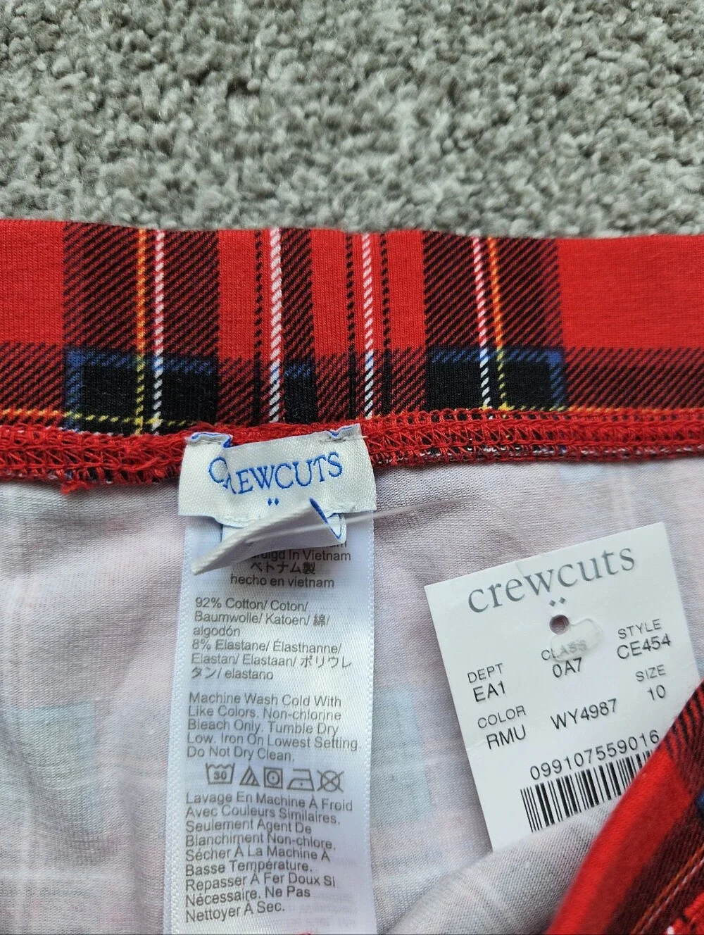Crewcuts Girls Tartan Plaid Ankle Length Leggings, 10, Red